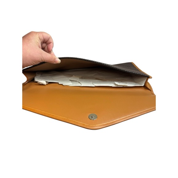 Vintage TED LAPIDUS Paris Embossed Leather Monogram Envelope Clutch Bag 9x15.5 - Picture 7 of 15